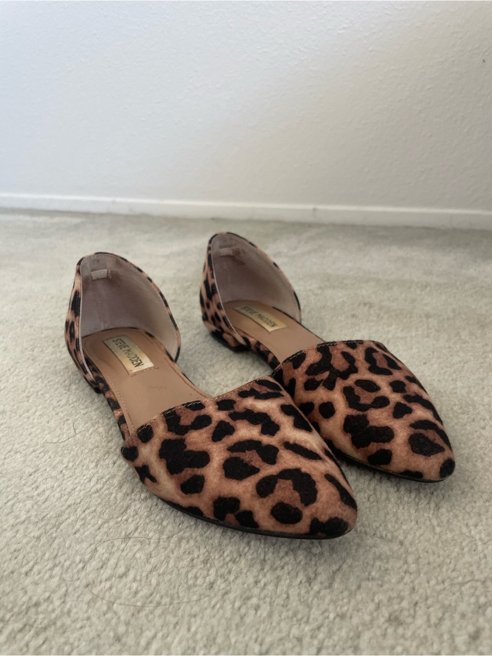 Steve Madden Leopard Print Pointed D'Orsay Flats - Brown/Black